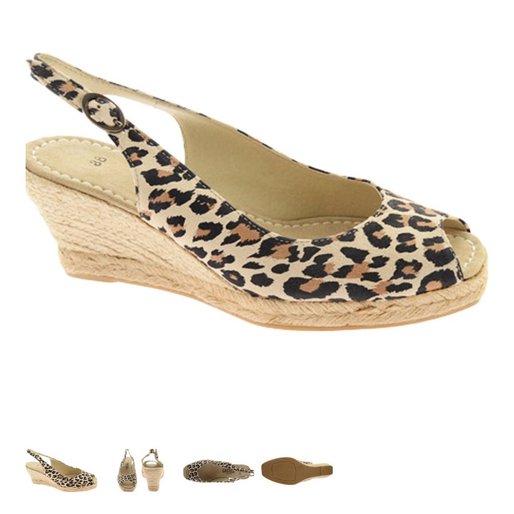 Sling-Back Wedge Suede Leopard